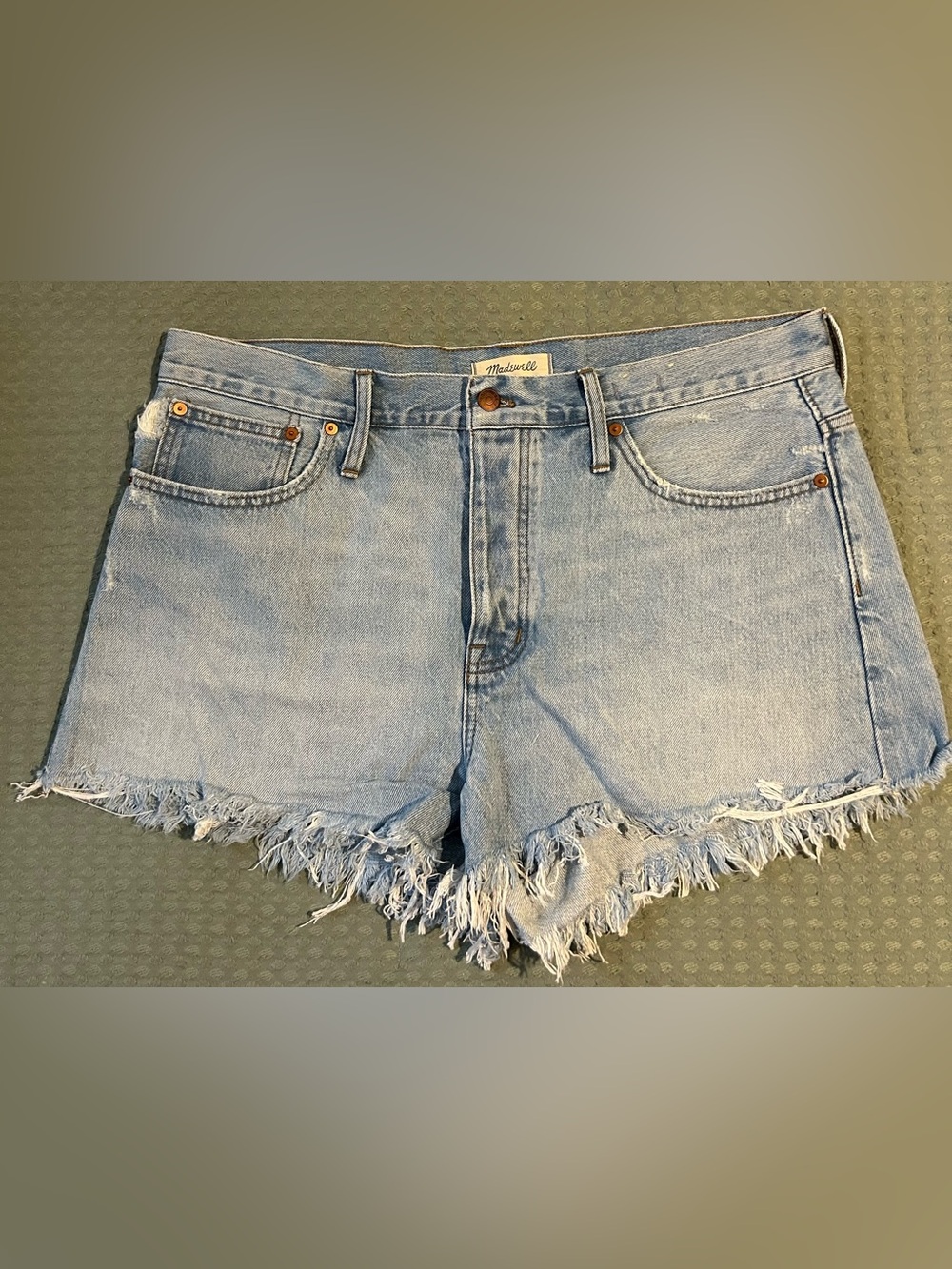 Madewell Faded Light Blue Denim Cutoff Shorts with Frayed Hem